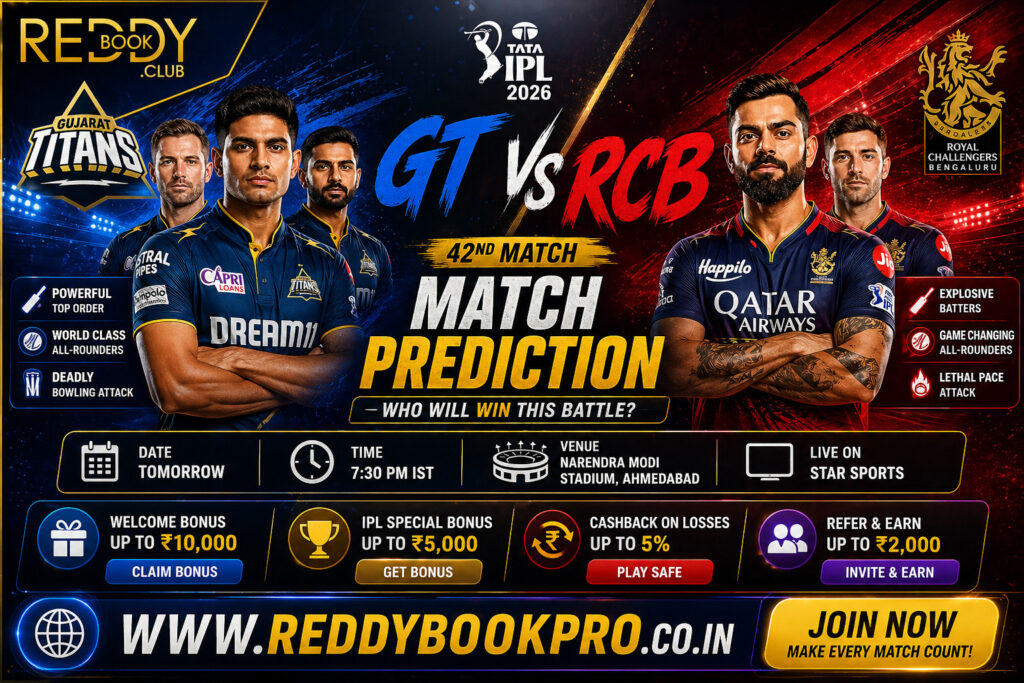 Reddy Anna GT vs RCB 42nd Match Prediction IPL 2026